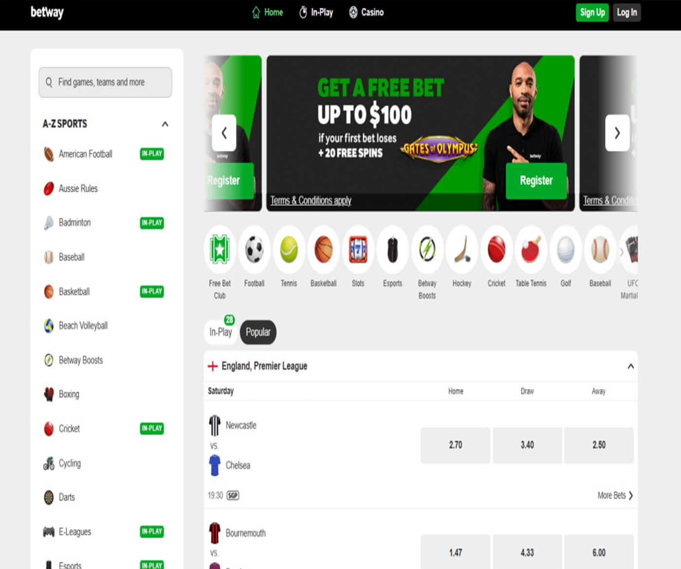 Betway Homepage